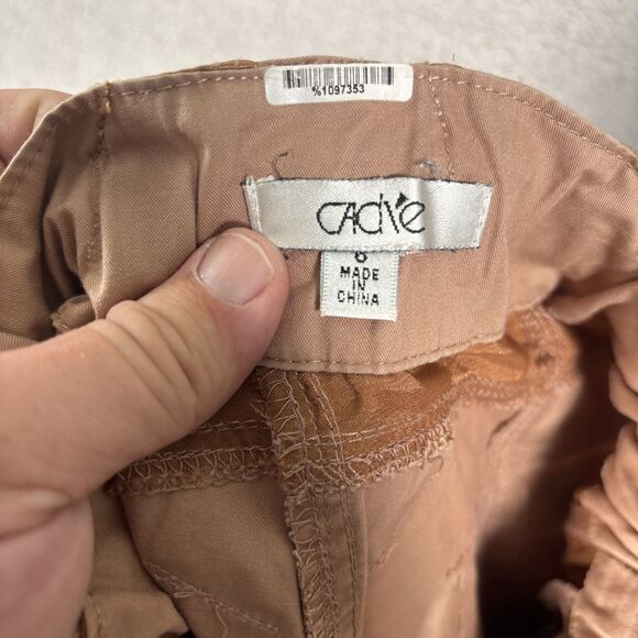 Cache Women’s Cropped Cargo Pants Size S Tan Brown Floral Boho Y2K Rave Fairy - Picture 14 of 15